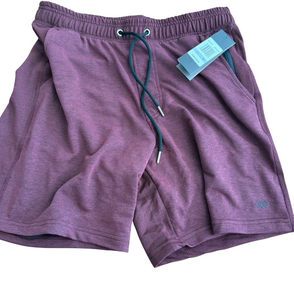 LEG3ND Mens Athletic Shorts Burgundy Heather Moisture Wicking Zipper Pocket M